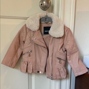 Urban Republic Blush Pink Baby Jacket with Faux Fur Collar